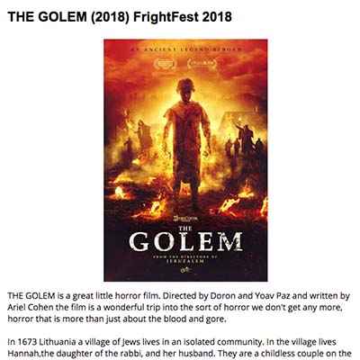 THE GOLEM (2018) FrightFest 2018